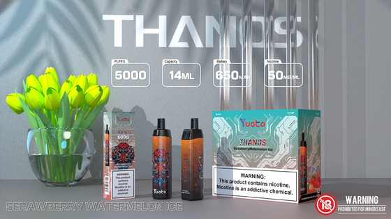 บุหรี่อิเล็กทรอนิกส์แบบม้วนตาข่าย, Yuoto Thanos 5,000 Puffs 14ML 650mAh พร้อม Type C