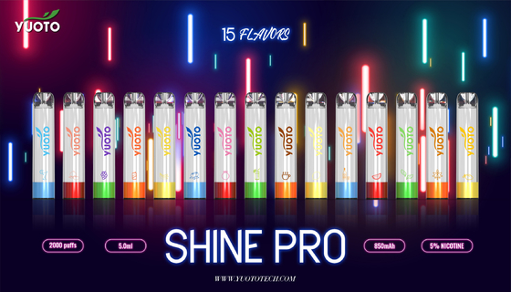 Yuoto Shine pro 2000 Puffs Vape 15 รสพร้อมความจุน้ำผลไม้ E 5ML