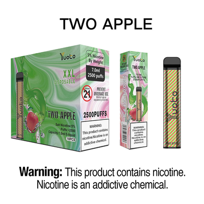 Yuoto Longest Lasting E Cig XXL 2500 Puffs Double Apple 50mg 7ml Juice