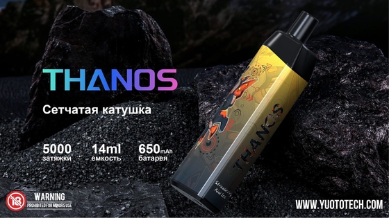 Yuoto Thanos 5000 พัฟ 14ml Pre-Fill E-Juice Disposable Vaporizer 650 mAh ความจุของแบตเตอรี่