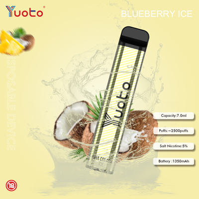 Yuoto 2500 พัฟ 23 รสชาติ 7 ML ความจุ 1200 mAh ความจุแบตเตอรี่ Mint Ice