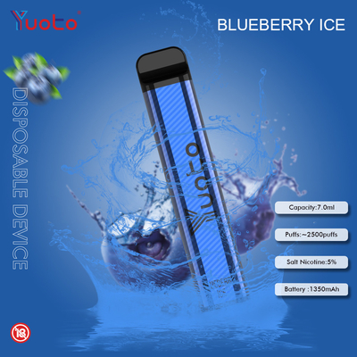 Yuoto 2500 พัฟ 23 รสชาติ 7 ML ความจุ 1200 mAh ความจุแบตเตอรี่ Mint Ice
