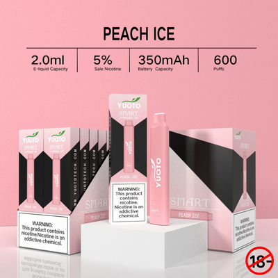 2022 ใหม่มาหลายรสผลไม้ Yuoto Smart 600 พัฟ 5% นิโคตินทิ้ง Vape Pen