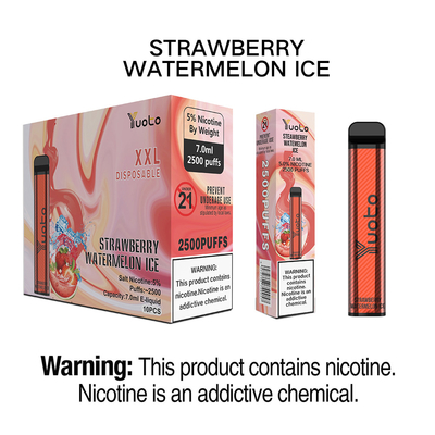 yuoto xxl 2500 พัฟปากกา Vape แบบใช้แล้วทิ้งยี่ห้อบุหรี่อิเล็กทรอนิกส์ 5% NIC ของเหลว 7 มล