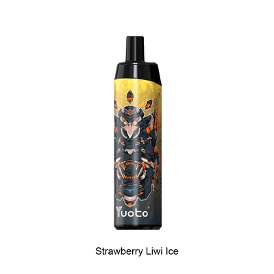 ปากกา Vape แบบใช้แล้วทิ้งแบบชาร์จได้พร้อมคอยล์ตาข่าย 14ml E-Liquid 650mAh แบตเตอรี่ Strawberry Kiwi Ice