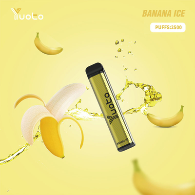 Yuoto XXL 2500 Puffs แบตเตอรี่ 1200mAh แบบใช้แล้วทิ้ง 7.0ml Ejuice Banana ice รสสำหรับอินเดีย