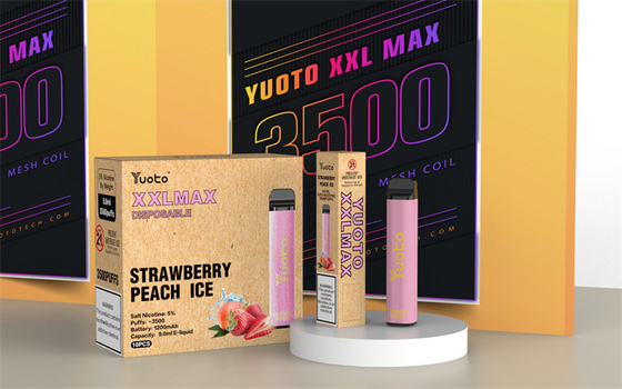 น้ำผลไม้ 9 มล. Yuoto Vape แบบใช้แล้วทิ้ง Xxl สูงสุด 3500 พัฟ 5% บุหรี่ E เกลือ Nic