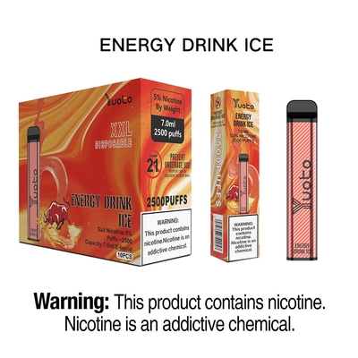 Yuoto XXL 2500 Puffs vape แบบใช้แล้วทิ้งยอดนิยม Energy Drink Ice 7ml 1200mAh 5%