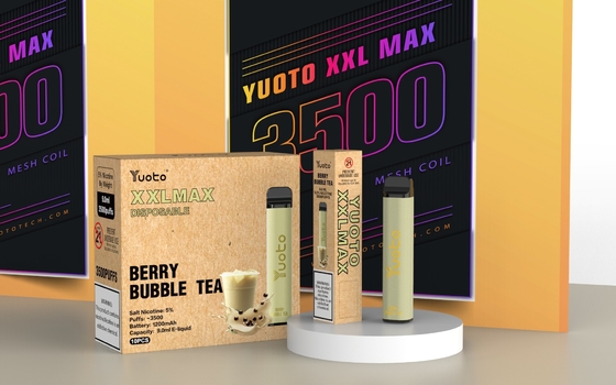 3500 พัฟ Yuoto XXL MAX ชุด vape แบบใช้แล้วทิ้งพร้อมรสสตรอเบอรี่คอยล์ตาข่าย