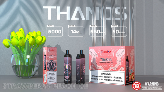 Yuoto Thanos 5000 Puffs อุปกรณ์ Vape แบบใช้แล้วทิ้งรสแตงโมน้ำแข็ง