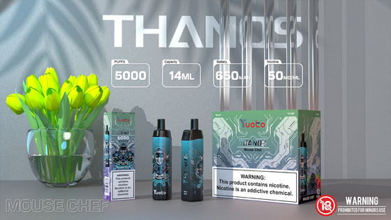 Yuoto Thanos 5000 Puffs อุปกรณ์ Vape แบบใช้แล้วทิ้ง Blue Berry Ice Original