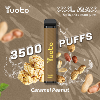 รสคาราเมล penuts Yuoto xxl Max 3500 Puffs Vape pod แบบใช้แล้วทิ้ง Mesh Coils Leather Surface 9ml