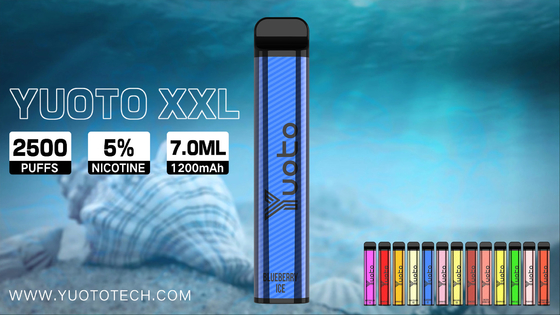 Yuoto XXL 2500 พัฟปากกา Vape มอระกู่แบบใช้แล้วทิ้งพร้อมแบตเตอรี่ E-Liquid 1200mAh ขนาด 7 มล. โดยตรงจากโรงงานในจีน