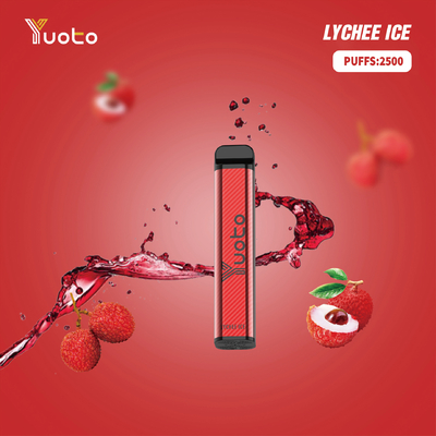 Yuoto XXL 2500 พัฟปากกา Vape แบบใช้แล้วทิ้งน้ำแข็งลิ้นจี่พร้อม E-Liquid 7ml จัดส่งที่รวดเร็วดูไบ
