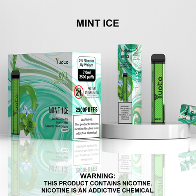 2500 Puffs Vape Pod แบบใช้แล้วทิ้งรสพีช Yuoto XXL Coil 7ml Ejuice แบตเตอรี่ 1200mAh จากโรงงานในจีน