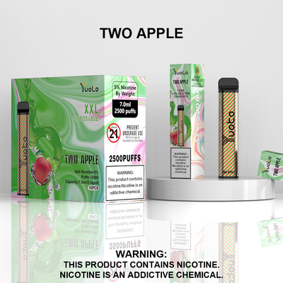 2500 Puffs Vape Pod แบบใช้แล้วทิ้งรสพีช Yuoto XXL Coil 7ml Ejuice แบตเตอรี่ 1200mAh จากโรงงานในจีน