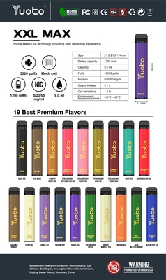 น้ำแข็งรสมะม่วง Yuoto xxl Max 3500 Puffs เครื่องระเหยแบบใช้แล้วทิ้ง Mesh Coils Leather Surface 9ml