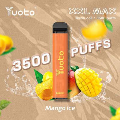 3500 Puffs XXL MAX ใหม่ Yuoto ทิ้ง Vape Mango Ice Mesh Coil 5% 2% นิโคติน