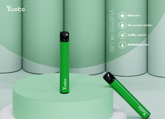 นิโคติน 2% 2ml E Juice Yuoto Plus 600 Puffs Vape Pen พร้อมใบรับรอง Tpd