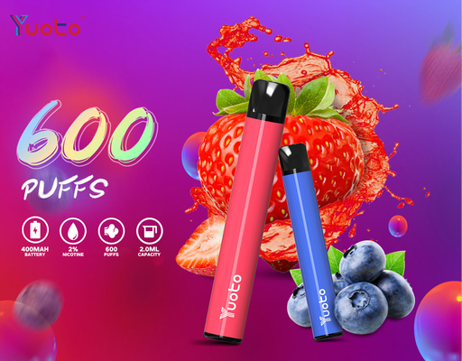 นิโคติน 2% 2ml E Juice Yuoto Plus 600 Puffs Vape Pen พร้อมใบรับรอง Tpd