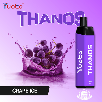 Yuoto thanos น้ำผลไม้ใช้แล้วทิ้ง Vape 5000 Puffs msds เครื่องทำให้ไอระเหยแบบใช้แล้วทิ้ง น้ำแข็งองุ่น