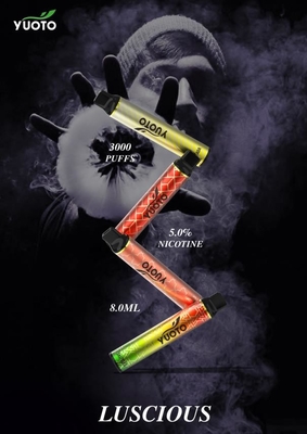 จีน สหรัฐอเมริกา สหราชอาณาจักร ซาอุดีอาระเบีย Vape ยอดนิยม Yuoto Luscious 3000 Puffs 8ml Vape ทิ้ง 5% นิโคตินเกลือ