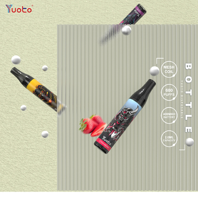 600 Puffs Vape Bottle 2% Nic 2ml 400mAh Mesh Coil Vape Ecigarette รสผลไม้ทิ้ง