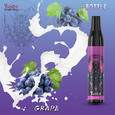 YUOTO Bottle 600 Puffs ปากกา Vape แบบใช้แล้วทิ้ง Grape Ice Mesh Coil 2% Nicotine TPD Europe