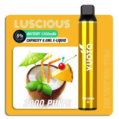ODM 3000 Puffs บุหรี่อิเล็กทรอนิกส์แบบใช้แล้วทิ้ง Yuoto Luscious E Cig OEM
