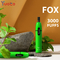 Yuoto Vape fox 3000 พัฟแรงดันขาออกอลูมิเนียมอัลลอยด์ + วัสดุ PCTG บุหรี่อิเล็กทรอนิกส์