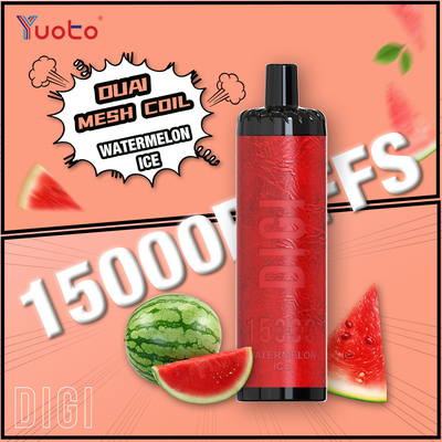 Yuoto DIGI 15000 Puffs Daul Mesh Coil Vape 23 แฟร์เวอร์ สกรีน LED