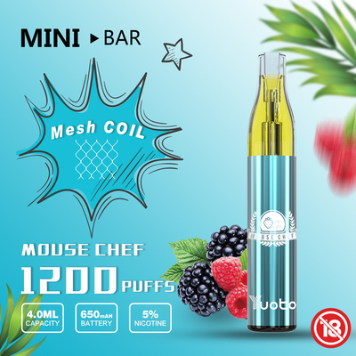 Yuoto Minibar 1200 Puffs Vape, ODM 4ml บาร์ Vape แบบใช้แล้วทิ้ง