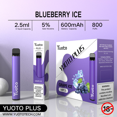 Yuoto Plus 800 พัฟบุหรี่อิเล็กทรอนิกส์ 32g 11 รสผสมบลูเบอร์รี่ราสเบอร์รี่สตรอเบอร์รี่