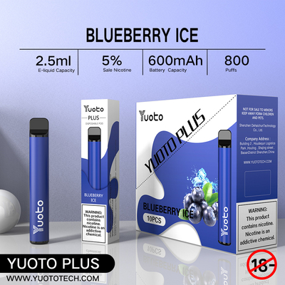 Yuoto Plus 800 Puffs แบบใช้แล้วทิ้ง 16 * 104 มม. สำหรับ Bar Entertainment