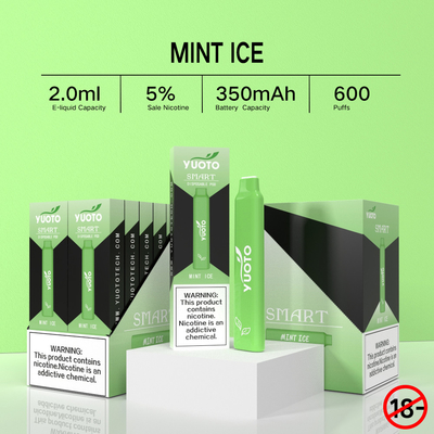 5% นิโคติน 600 Puffs Vape TPD การรับรองลักษณะนวนิยาย
