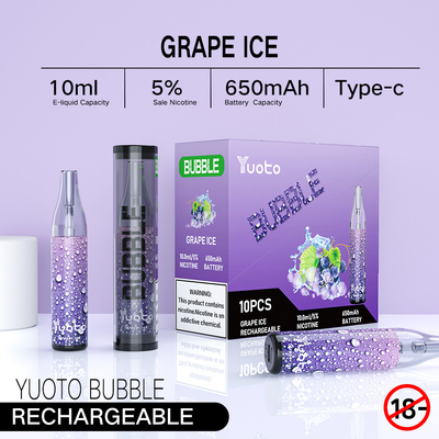 Yuoto bubble 4000puffs 650 mah 10ml แบบชาร์จไฟได้ yuoto แบบใช้แล้วทิ้ง vape mesh coils non disjunction led shinning