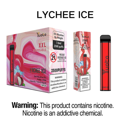ขนาดเล็ก 2500 พัฟ Vape แบบใช้แล้วทิ้ง 5% 2% นิโคตินง่ายต่อการพกพา