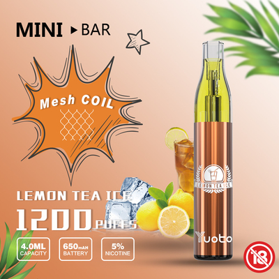 Yuoto Mini Bar Vape พร้อมตาข่ายคอยล์ความจุแบตเตอรี่ 650 mAh