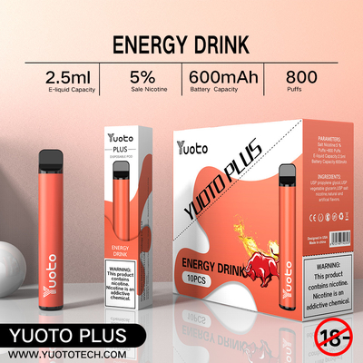 Yuoto 800 Puffs Vape พร้อม 11 รสชาติ Origal Area 2.5 ML ความจุน้ำผลไม้