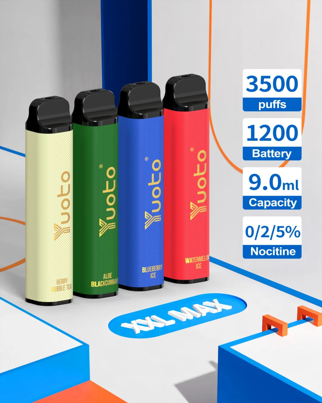 Factrory Wholesale Price Yuoto XXL Max 3500 Puffs 9.0ml E Juice Mesh Coil Made in China Pen Hookah