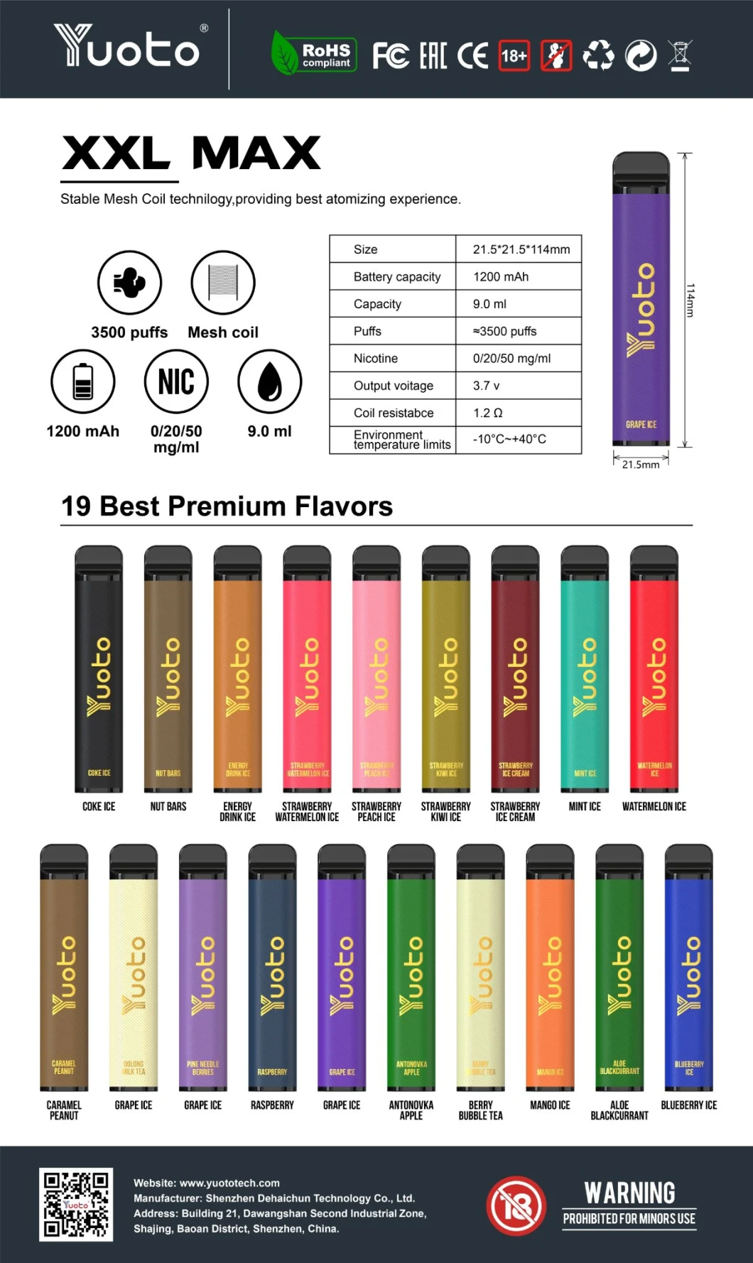 2023 Hottest Yuoto XXL Max 3500 Puffs Mesh Coils Leather Surface 9ml Disposable Electronic Cigarette
